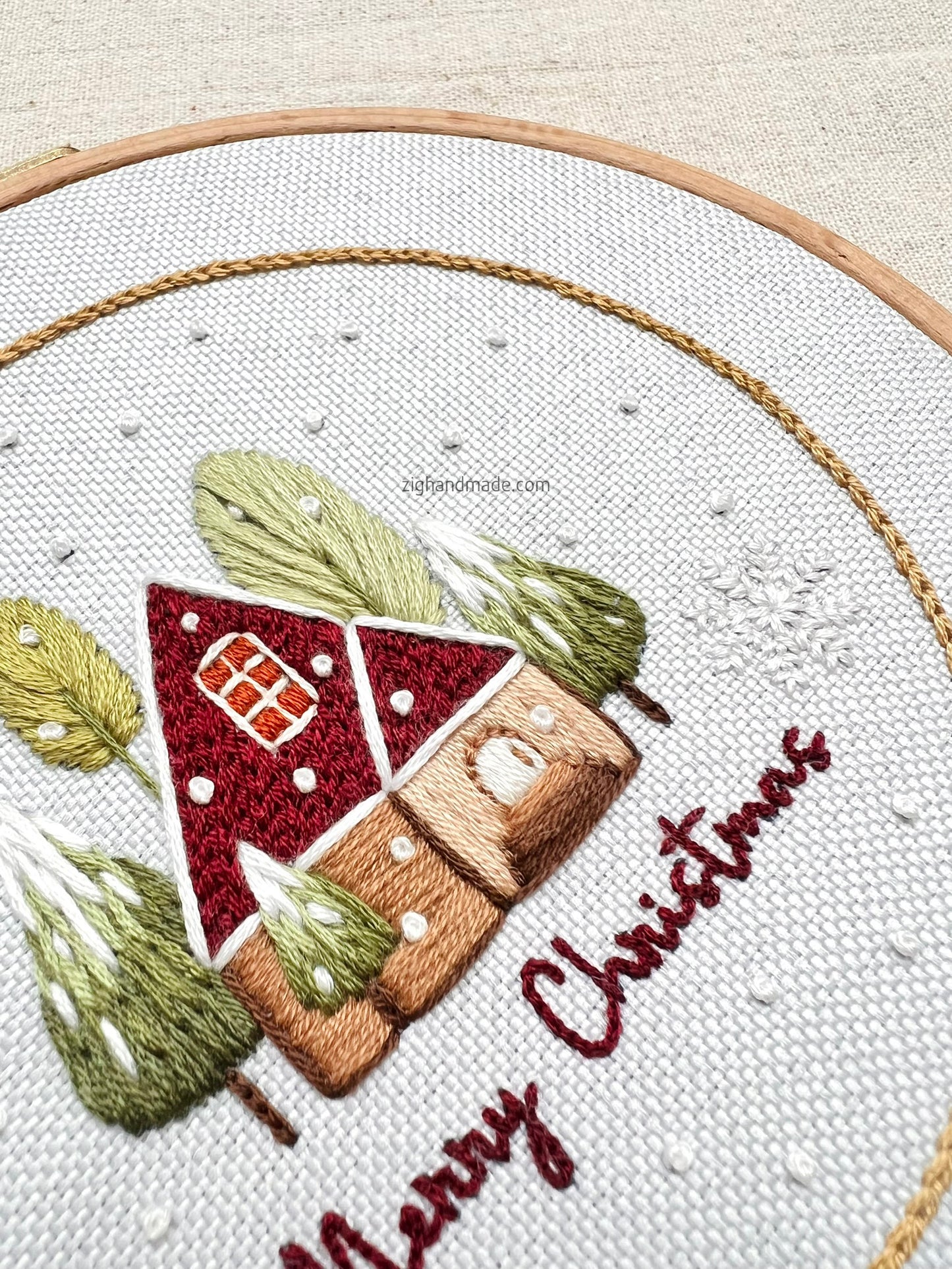 Christmas House and Trees - Embroidery Artwork - PDF Pattern by ZIG