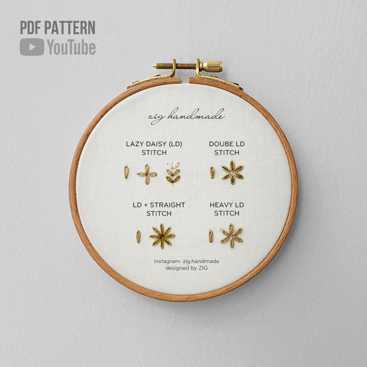 Lazy Daisy Stitch PDF Pattern - Basic Stitches by ZIG