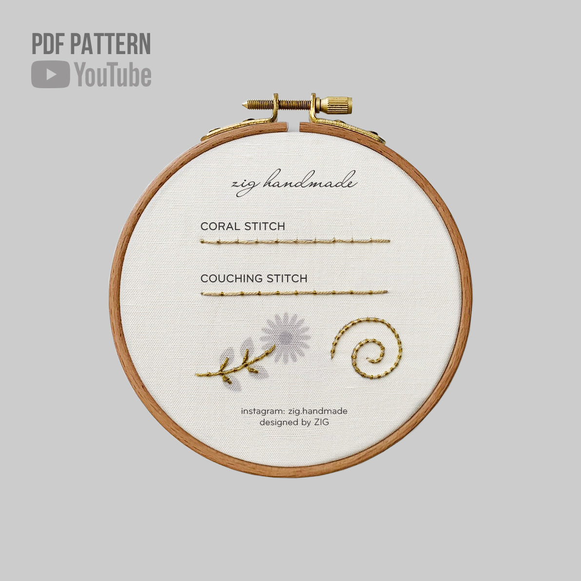 Coral stitch, Couching Stitch PDF Pattern - Basic Stitches by ZIG