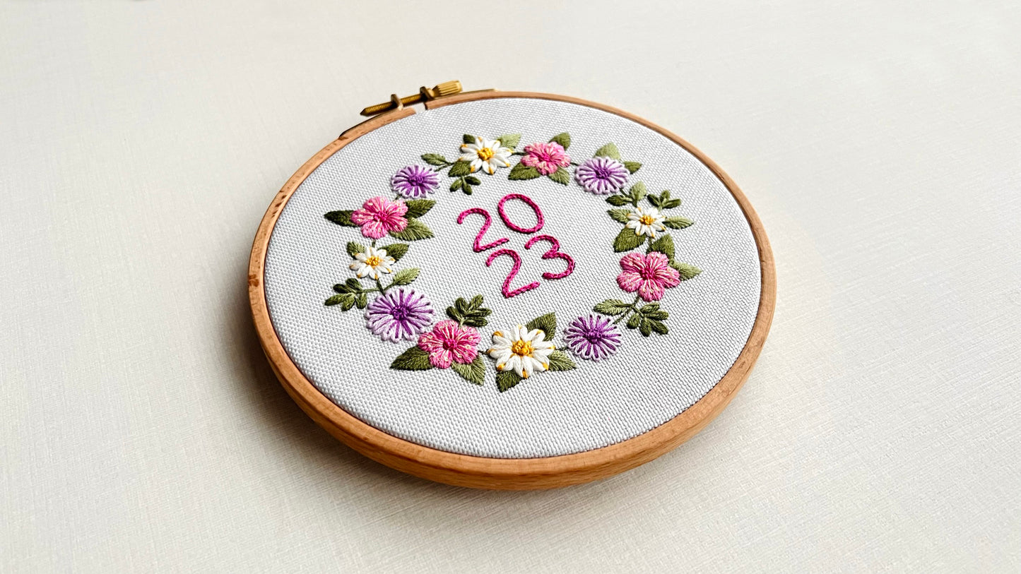 Spring Flowers of 2023 (Pink) - Botanical Embroidery - PDF Pattern by ZIG