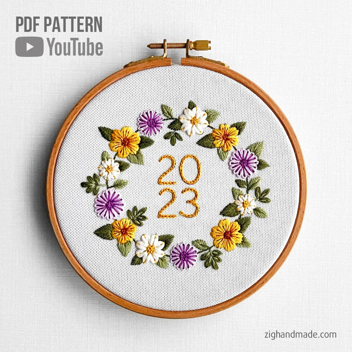 Spring Flowers of 2023 (Yellow) - Botanical Embroidery - PDF Pattern by ZIG