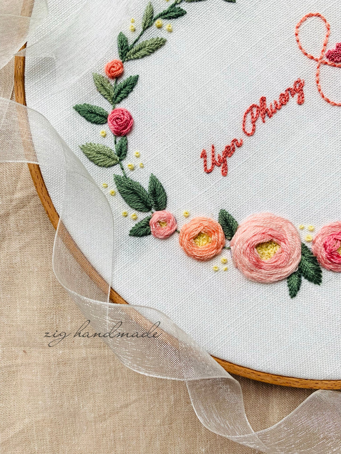 Heart Flowers - Version 2020 - Embroidery for Valentine, Wedding - PDF Pattern by ZIG