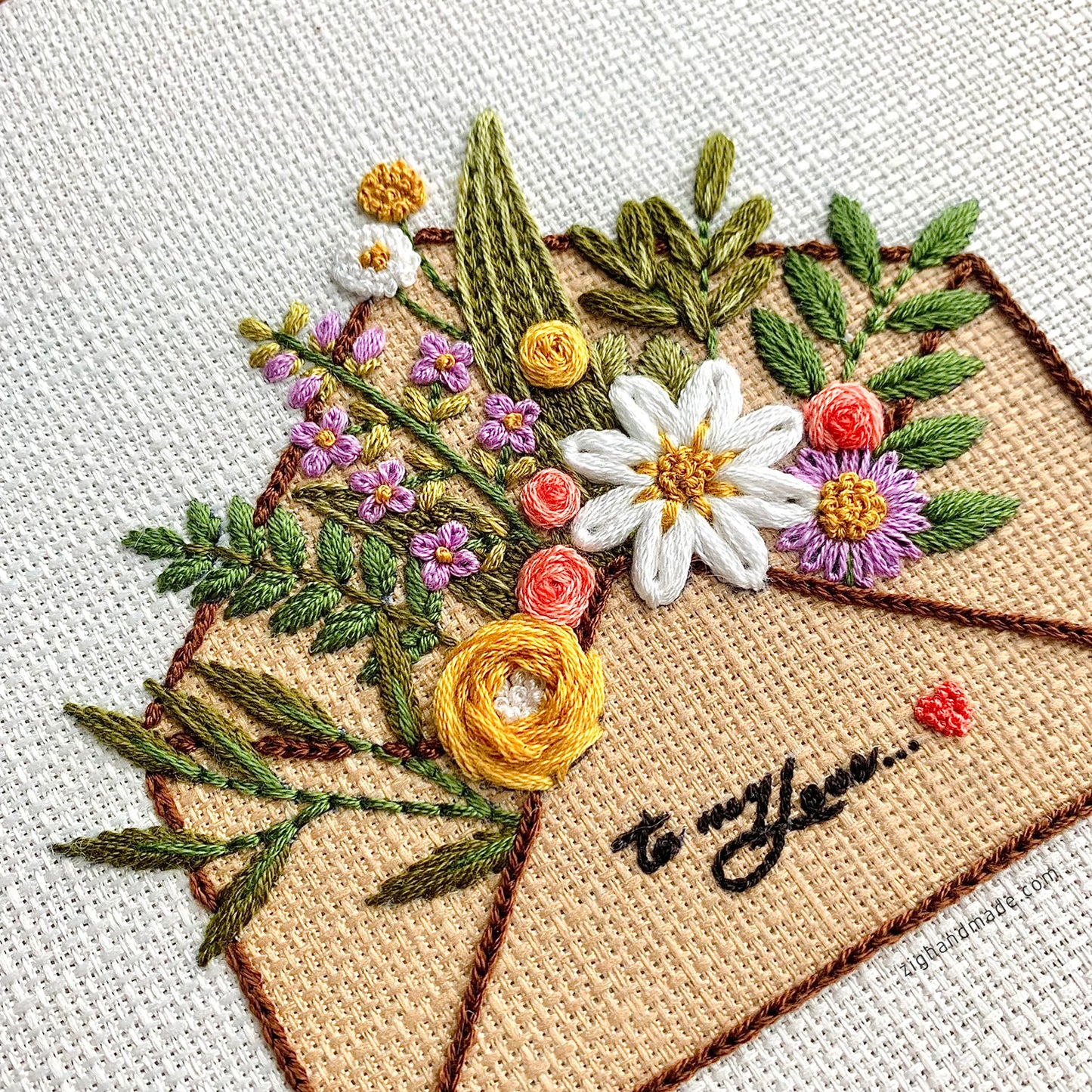 Love Envelope Is Blooming 2022 - Embroidery for Valentine - PDF Pattern by ZIG