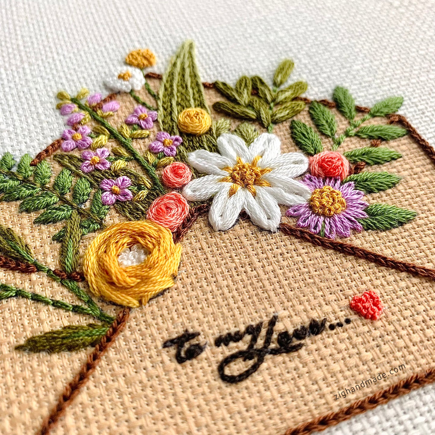 Love Envelope Is Blooming 2022 - Embroidery for Valentine - PDF Pattern by ZIG