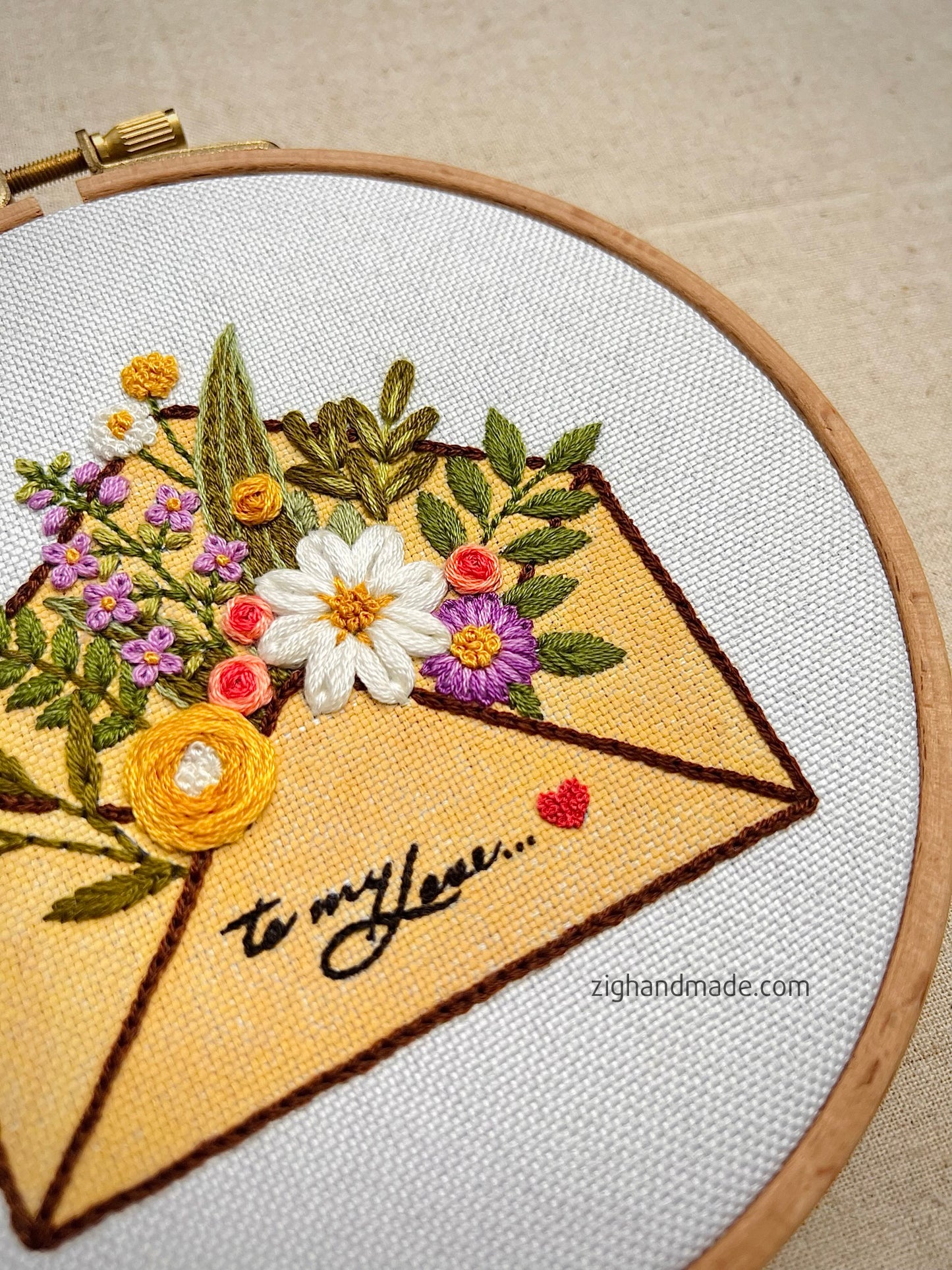 Love Envelope Is Blooming 2023 - Embroidery for Valentine - PDF Pattern by ZIG