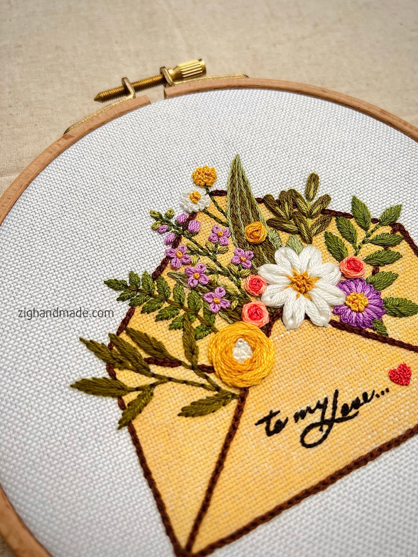 Love Envelope Is Blooming 2023 - Embroidery for Valentine - PDF Pattern by ZIG